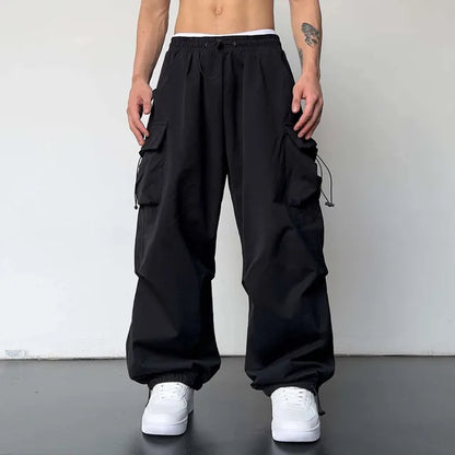 Men's Oversized Cargo Parachute Pants - Harajuku Streetwear with Wide Leg Design