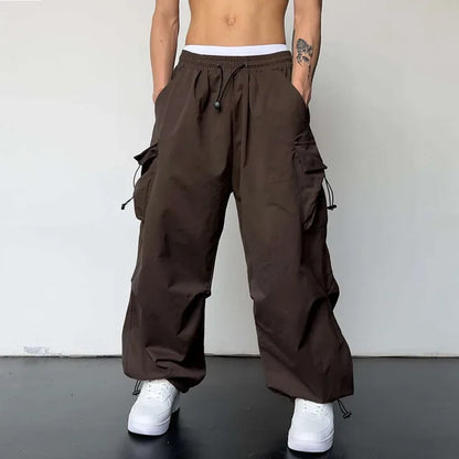 Men's Oversized Cargo Parachute Pants - Harajuku Streetwear with Wide Leg Design