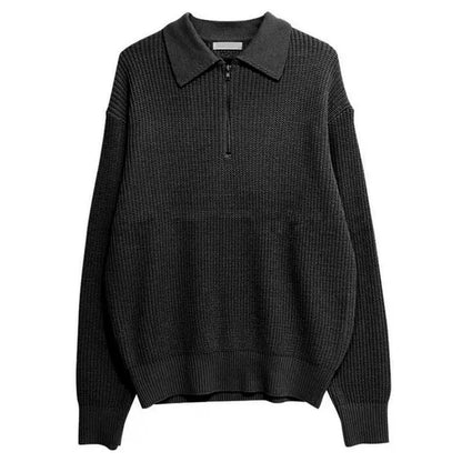 Men's Winter Lapel Sweater: Fashionable and Warm Knit Pullover with Zipper - Available in M-2XL