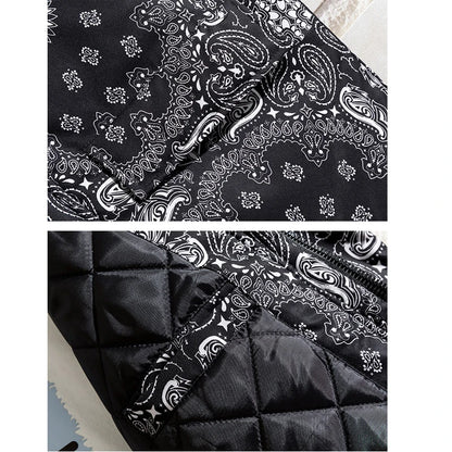 Bandana Puffer Jacket Men Winter Parka Brand Fashion Warm Windproof Paisley Padding Casual Zipper Harajuku Bandana Bubble Jacket