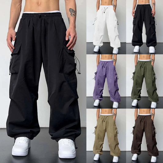 Men's Oversized Cargo Parachute Pants - Harajuku Streetwear with Wide Leg Design