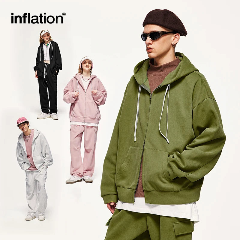 Unisex Harajuk Oversized Tracksuit 2023 Trendy Pink Cargo Pants and Hooded Jacket Set Mens Hooodie Set