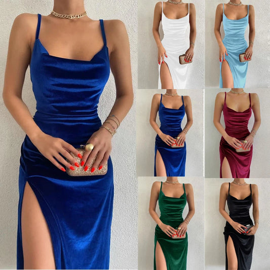 New Spring/Summer Fashion Sexy Slim Fit Split Strap Dress for Women