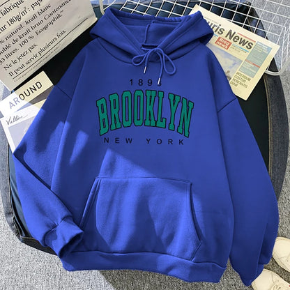 Brooklyn New York Printed Women's Hoodie - Fashion Fleece Pullover Sweatshirt