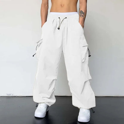 Men's Oversized Cargo Parachute Pants - Harajuku Streetwear with Wide Leg Design