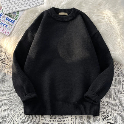 Mens Solid Harajuku Warm Knitted Sweaters Pullover 2023 Men Vintage 15 Colors Winter Sweater Male Japanese Wool Sweater