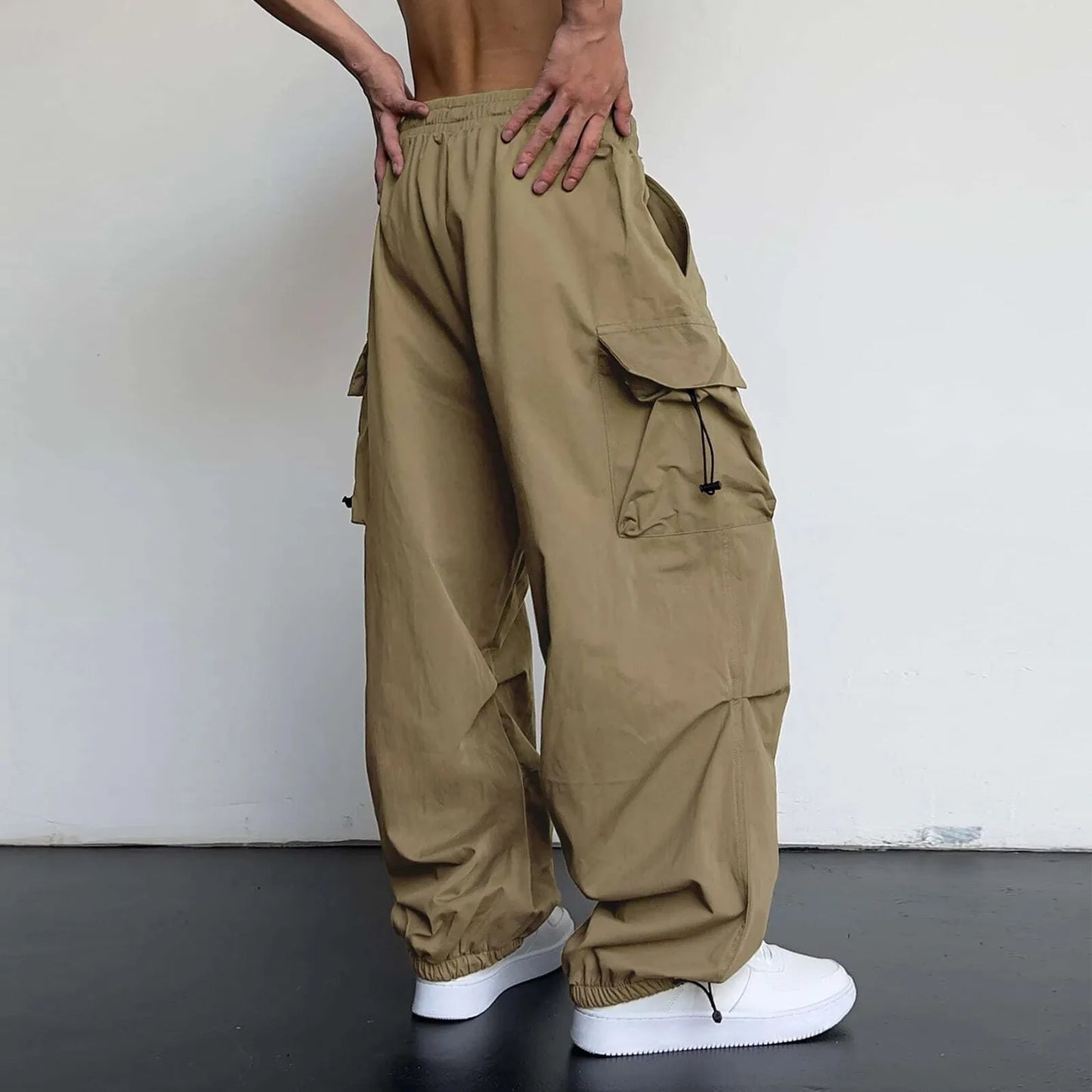 Men's Oversized Cargo Parachute Pants - Harajuku Streetwear with Wide Leg Design