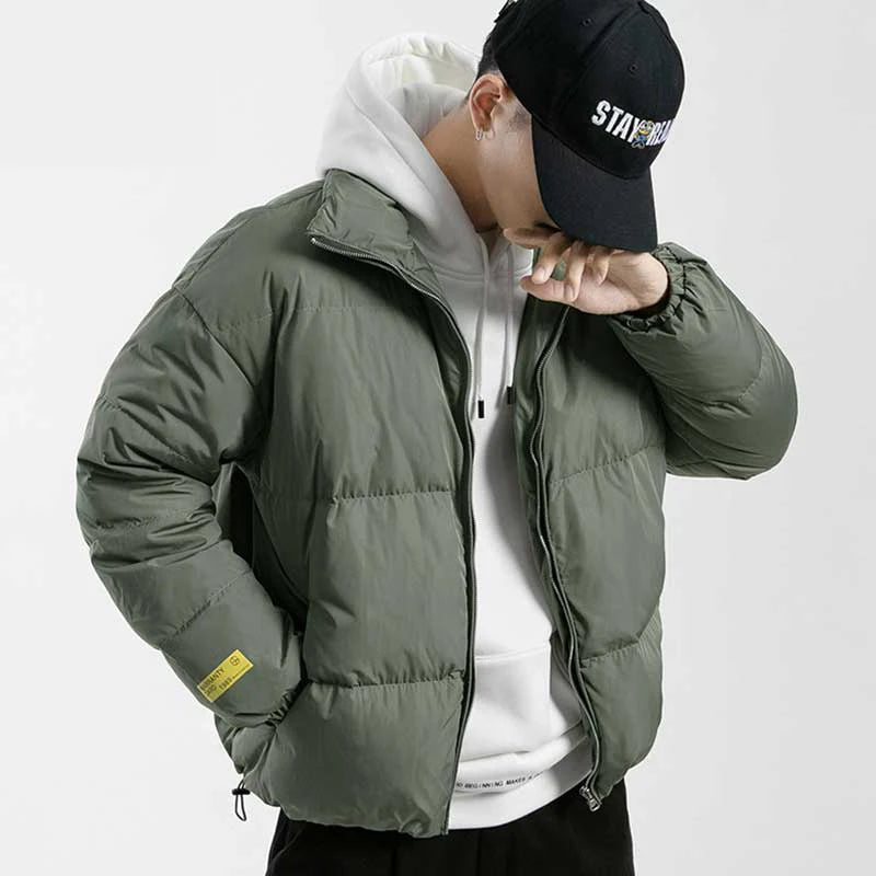 2024 Winter Coat Men Stand Collar Bread Coats Men'S Warm Parkas Streetwear Cotton Coats Slim Male Jackets Windproof Padded Coat